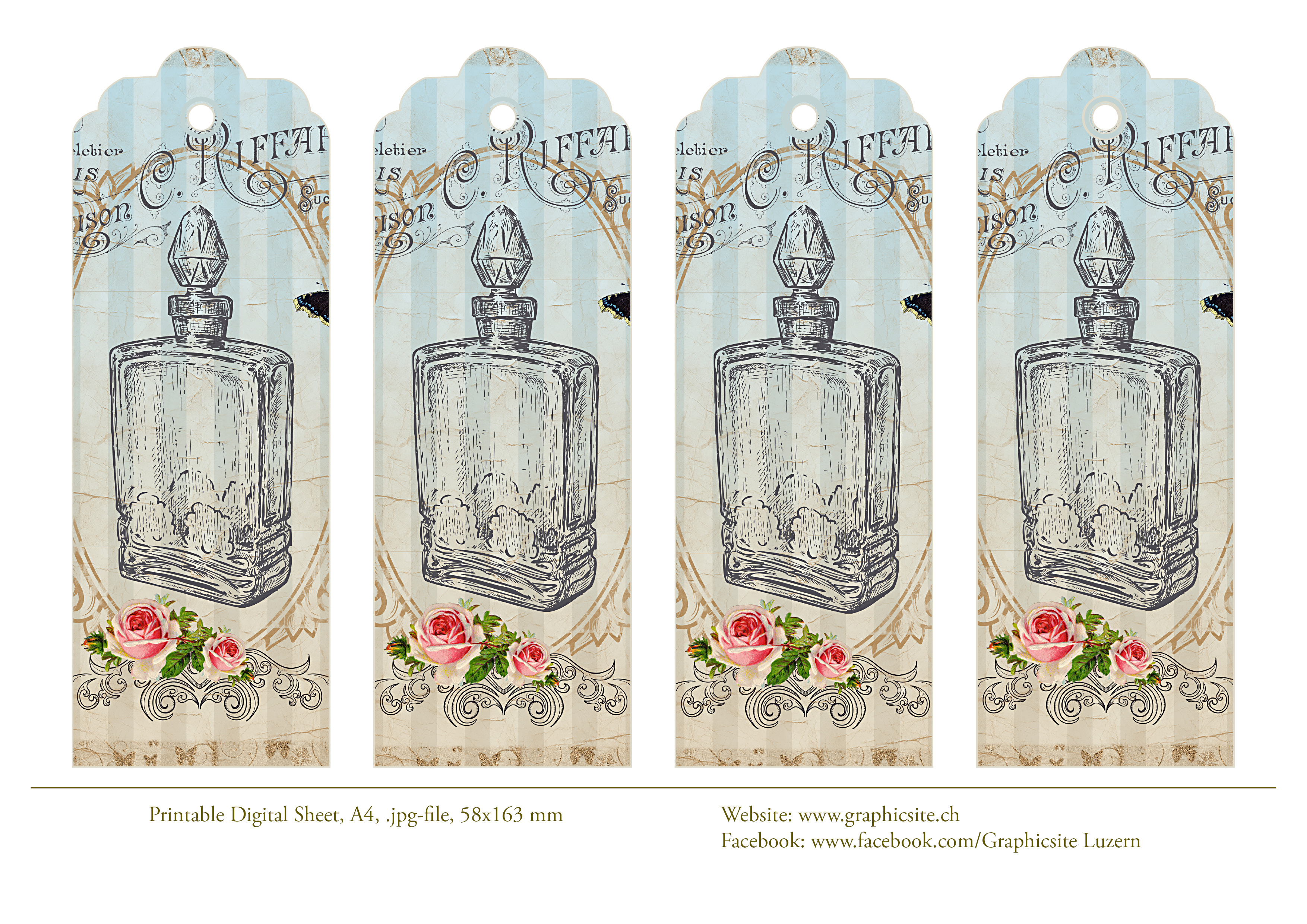 Printable Digital Sheet - Bookmarks - Le Parfum I