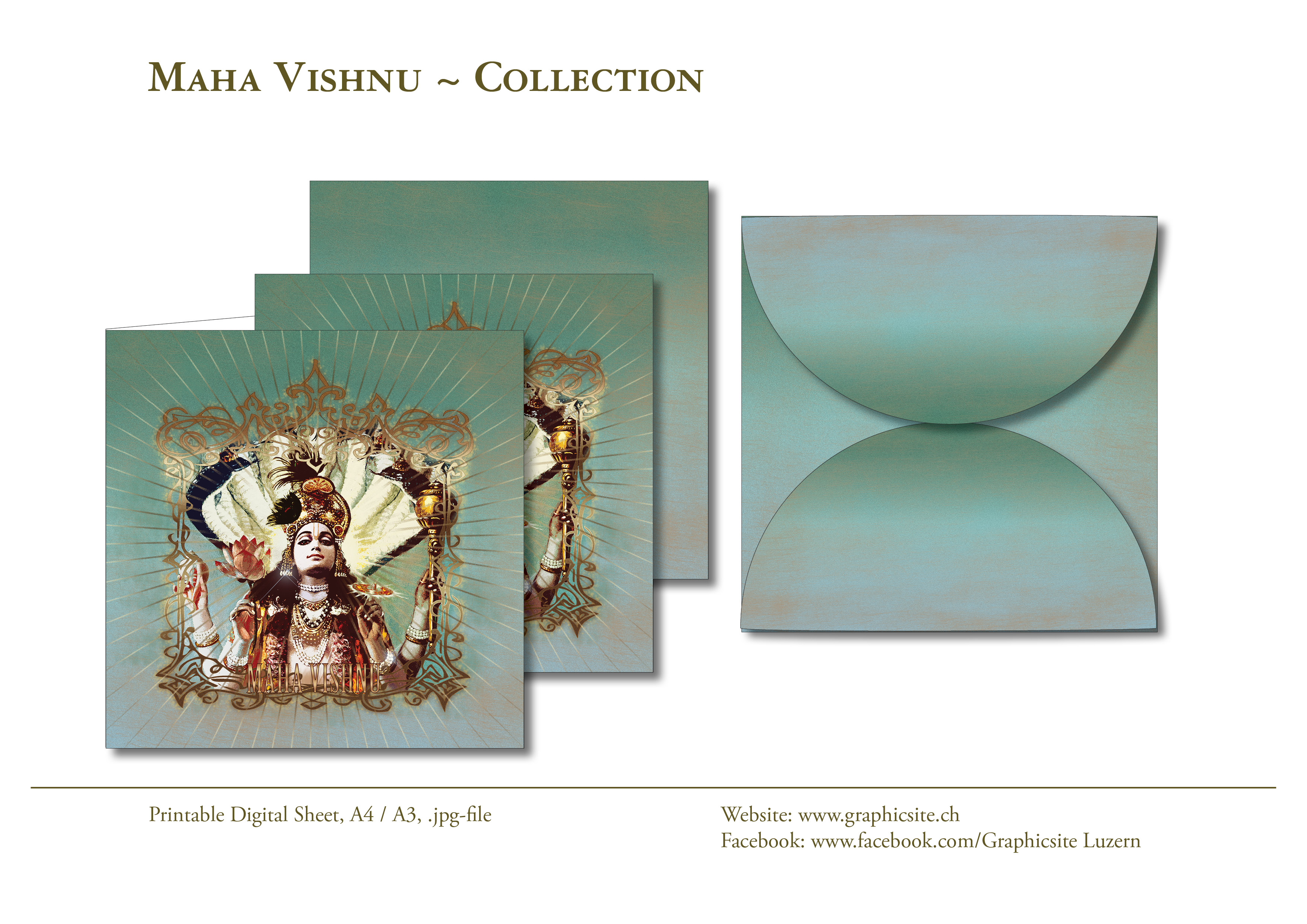 MahaVishnu - Printable Digital Sheets - Kollektion Indien - Maha Vishnu - #karten, #kuvert, #grusskarten, #indien, #yoga, #meditation, 