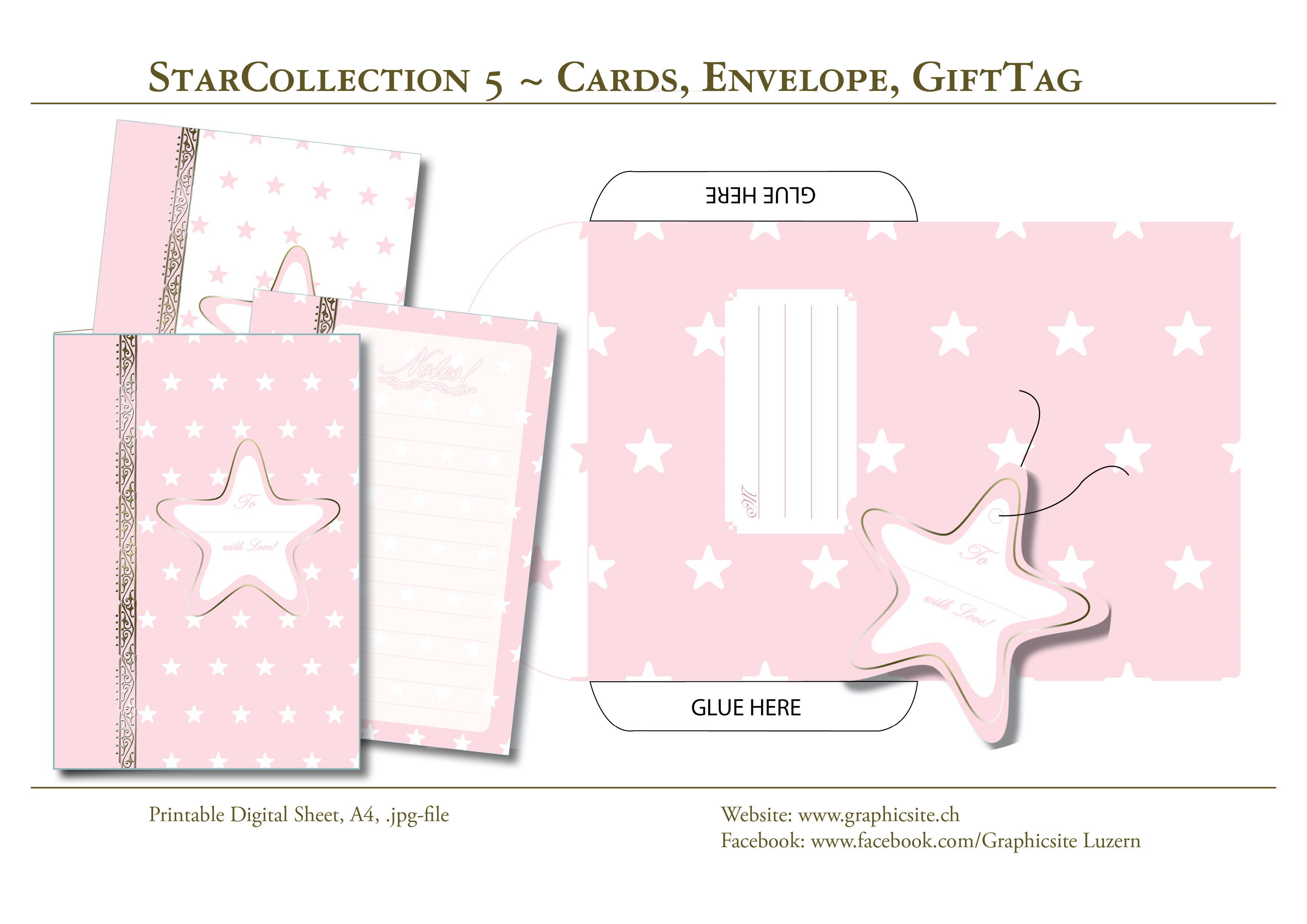 Printable Digital Sheets - Card Collections - Greeting Cards - Love Cards - StarCollection5 - Graphic Design, Luzern