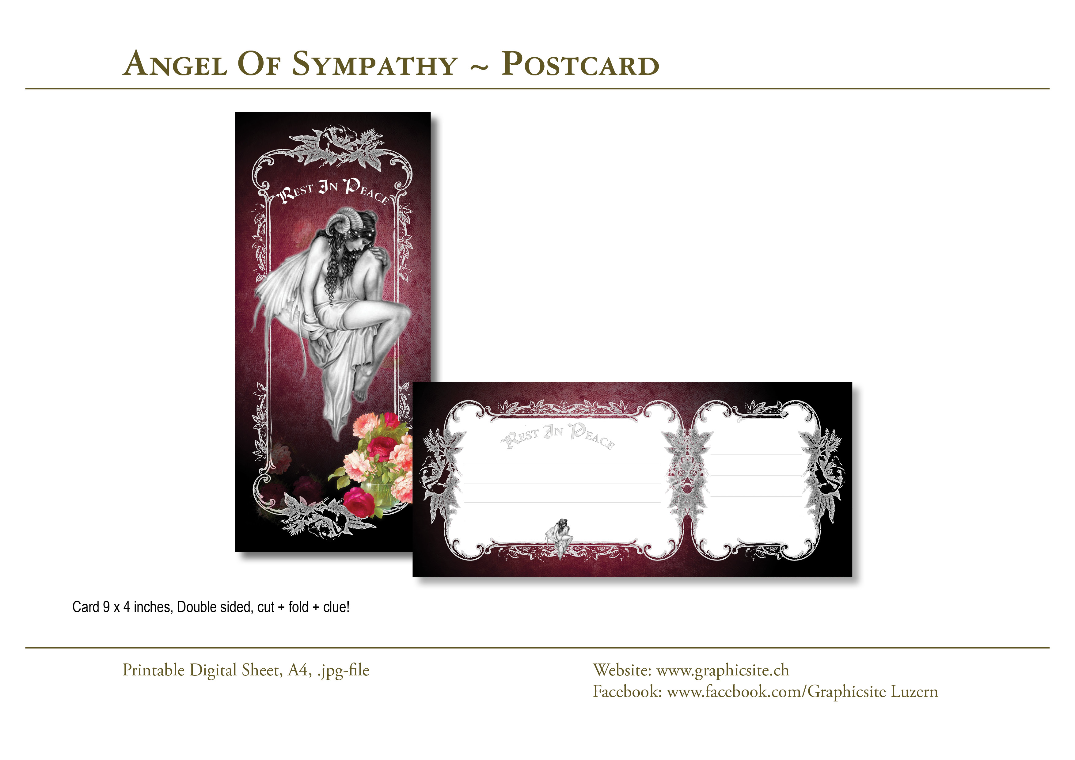 Printable Digital Sheets - Condolences - Angel Of Sympathy - #sympathy, #cards, #greetingcards, #postcard, #angel, #grief, #death, #funeral