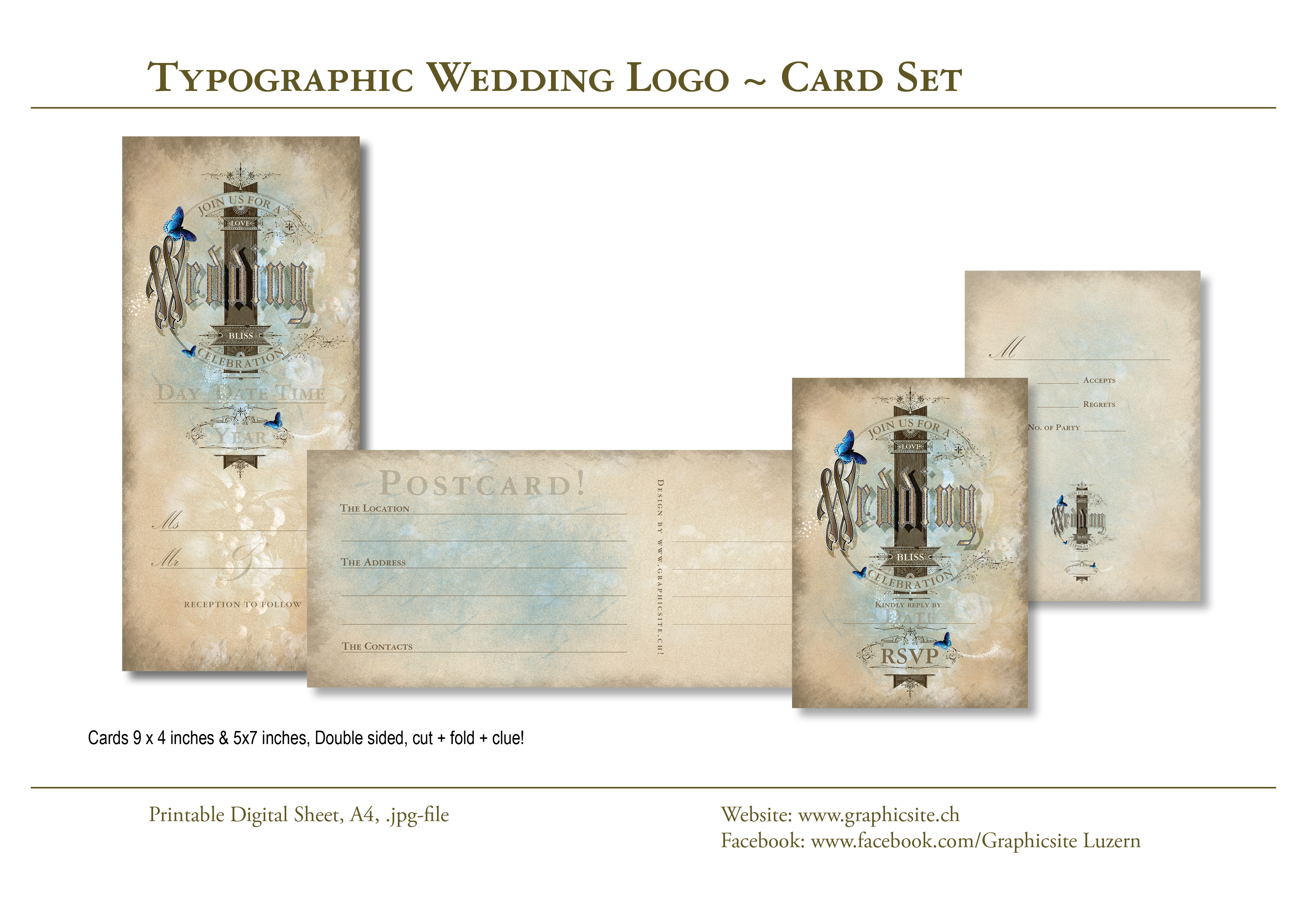 Karten selber drucken - Hochzeit - TypographicWeddingLogo - #hochzeitskarten, #einladungen, #selber, #gestalten, #basteln, #papeterie, 